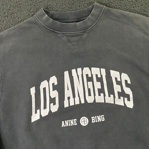 Anine Bing Sweatshirt Womens XS Los Angeles French Terry Gray Logo Pullover